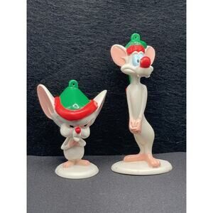 Vintage 1997 Warner Bros Animaniacs Pinky & The Brain Christmas Ornaments